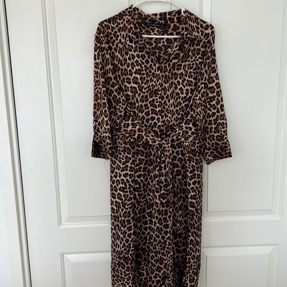 Zara Animal Print Midi Dress